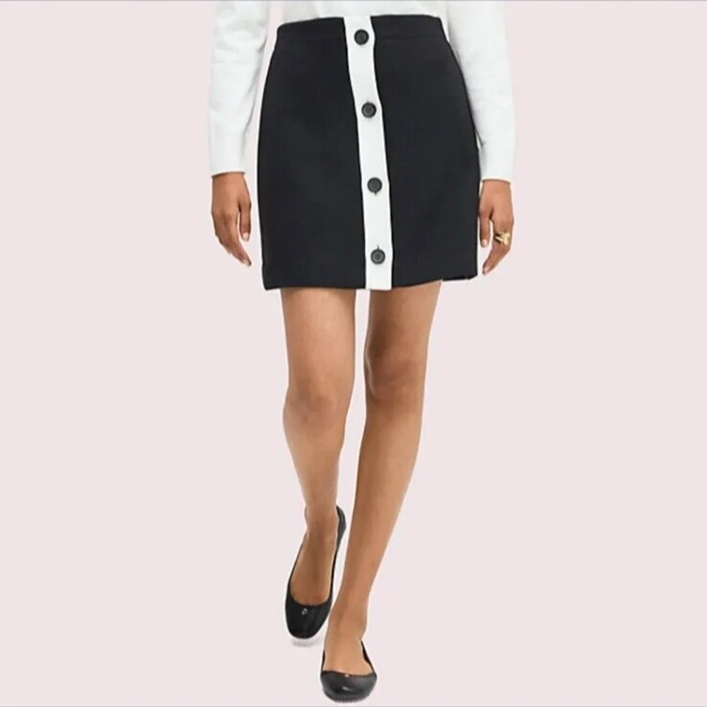 Kate Spade Mainline Colorblock Mini Skirt Size 10 Black A-Line Designer Clueless